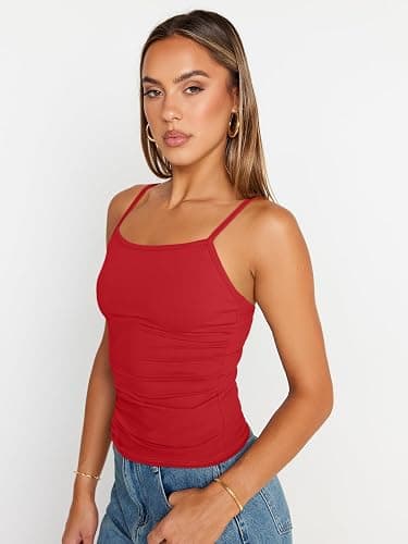 Trendy Queen Womens Adjustable Camisole Sleeveless Square Neck Spaghetti Strap Tank Tops Basic Shirt thumbnail 4