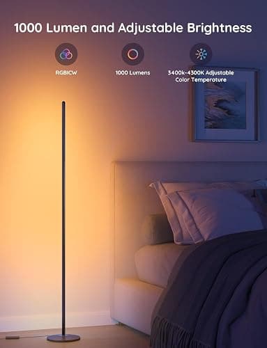 Govee RGBIC Smart Corner Floor Lamp, Standing Lamp Alexa APP Control, Smart Floor Lamp with Reactive Music Mode, 61+ Dynamic Scene, Color Changing, Modern Floor Lamp for Living Room, Bedroom, Kitchen - Black thumbnail 6