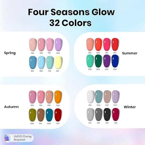 Beetles Gel Nail Polish Kit with U V Light -54 Pcs Gel Nail Kit Four Seasons Glow 32 Colors Set with Everything Base Top Coat Soak Off at Home Nail Kit Salon Manicure Beginner Gifts for Women Girls thumbnail 3
