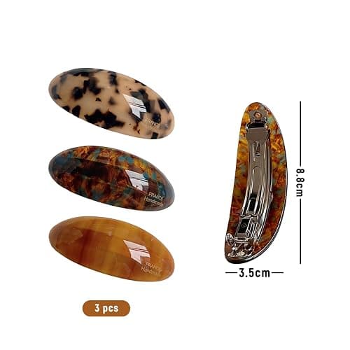FDHBDF 3 Stück Acetat-Haarspangen, große Vintage-Damen-Haar-Accessoires, französische Schildkrötenspangen für dickes Haar, Mädchen-Accessoires für dickes Haar thumbnail 3