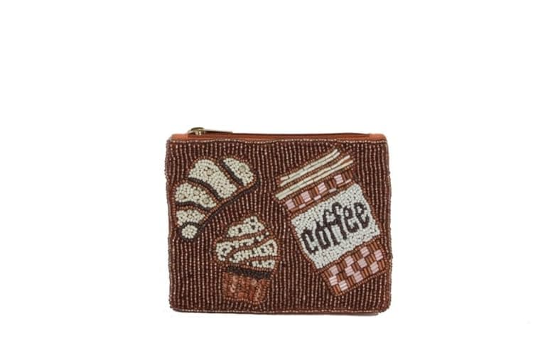 Coffee Beaded Coin Purse - Image 1
