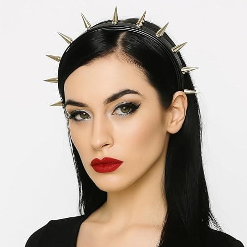 BaBakiak Spiky Leather Headband Punk, Emo Headband for Women, Spiked Punk Rock Party Accessory thumbnail 6