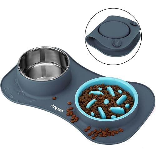 Anipaw Slow Feeder Dog Bowls 3 in 1 Stainless Steel Dog Food and Water Bowls with Non-Spill and Non-Skid Silicone Mat to Slow Down Eating for Large Medium Small Breed Size Dogs and Cats thumbnail 8
