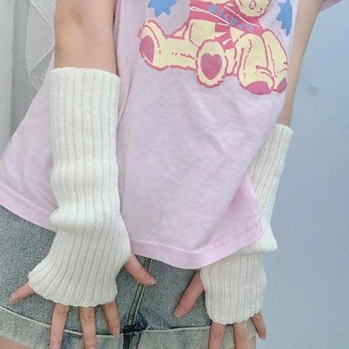 VTTDB Arm covers cute women kawaii japanese harajuku Y2k Arm Warmer for Girls Goth Gloves Fingerless Knitted Arm Sleeve thumbnail 7