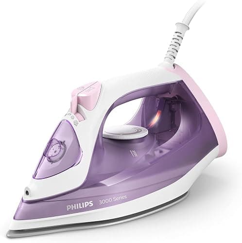 Philips fer à repasser 3000, fer à vapeur 2000W,réservoir 300 ml, Mauve | Effet pressing 140 g, débit continu 30 g/min, Pointe Triple Précision, semelle céramique anti-rayures (DST3010/30) - Image 1