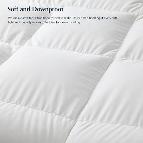 Pacific Coast Goose Feather Down Fiber Comforters Queen Size, Extra Fluffy White Duvet Insert, Ultra-Soft, Breathable, All Season Hotel Luxury Bedding Comforters, 8 Corner & Center Loops (90"x90") thumbnail 8