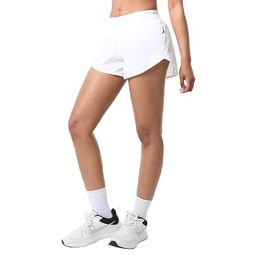 Aurefin Athletic Shorts for Women,Women's Quick Dry Workout Sports Active Running Track Shorts with Elastic and Zip Pockets - Regular Fit - Medium - White thumbnail 2