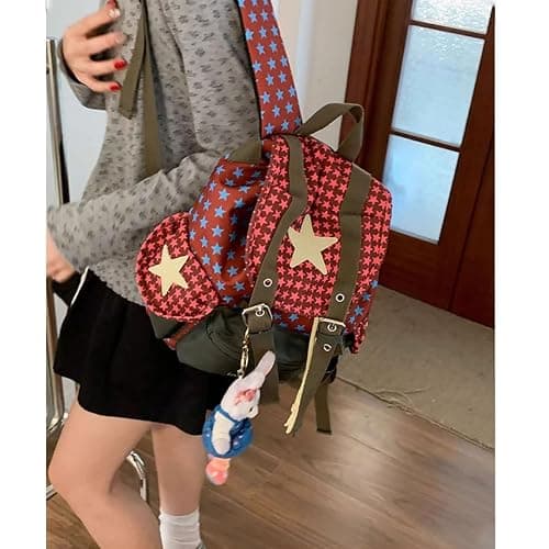 NCDUANSAN Dopamine retro backpack, suitable outdoor hiking, leisure commuting, fashion sports cycling lightweight design cute (green) thumbnail 5