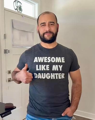 Mens Awesome Like My Daughter Tshirt Funny Fathers Day Awesome Dad Graphic Tee - Large thumbnail 3