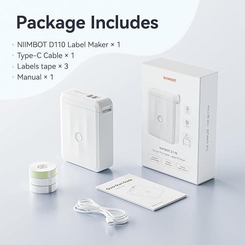NIIMBOT D110 Upgraded Version Mini Label Maker Machine with 3 Tapes, Portable Bluetooth Thermal Printer, Sticker Labeler with Multiple Templates for Office Organization Home Kitchen School, White thumbnail 9