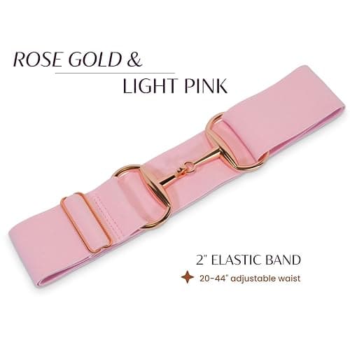 CELAEQ 2 inch Luxury Elastic Equestrian Belt, Horse Riding Belt with Rose Gold Buckle, Stretchable and comfortable waist thumbnail 2