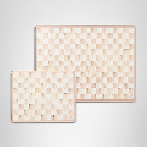 MACKENZIE-CHILDS Set of 2 Tempered Glass Cutting Boards, Countertop Cutting Boards, Brown-and-White Mocha Check thumbnail 7