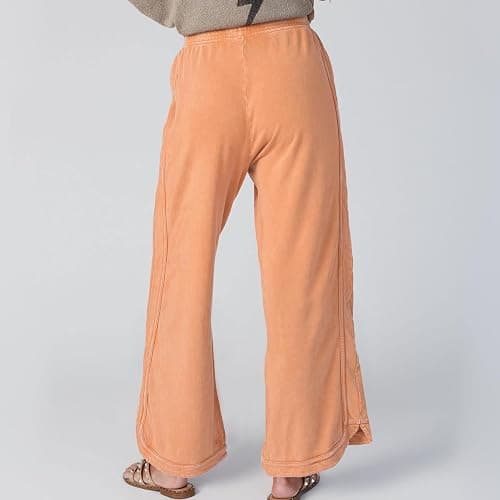 Hixiaohe Women's Casual Wide Leg Sweatpants High Waist Baggy Acid Wash Pants Drawstring Athletic Palazzo Pants with Pockets thumbnail 2