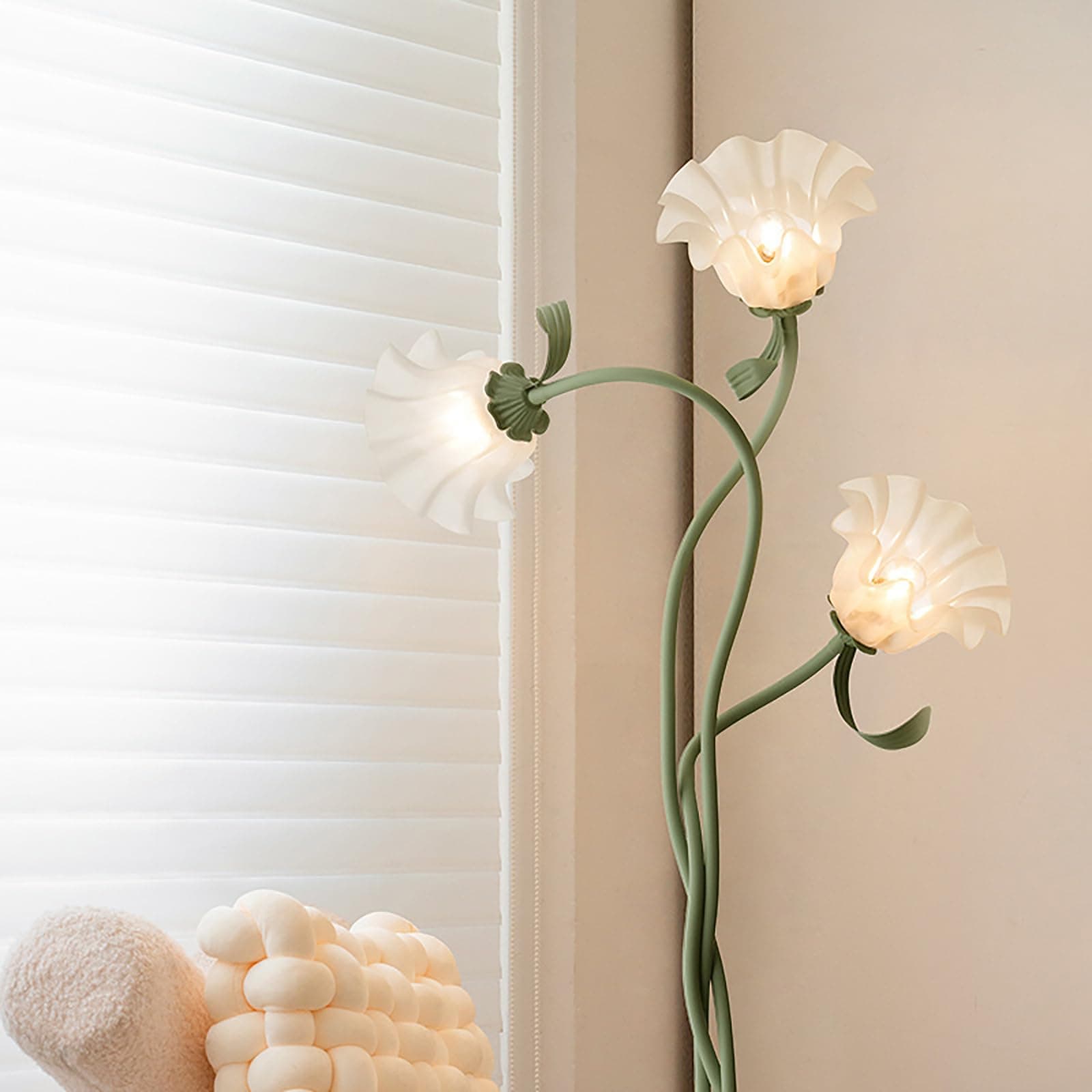 Vintage Flower Floor Lamp, High 170 cm, 3 Colour Modes, Flexible Neck, DIY Modern Corner Standing Lamp, Green thumbnail 2