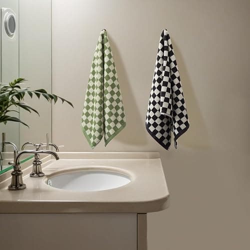 Madi-Cadi Hand Towels 5 Pack - Cotton Face Towels Soft, Absorbent, and Decorative Checkered Design for Bathroom, Kitchen, Gym, and Spa - 13 x 29 Inches for Any Occasion thumbnail 7