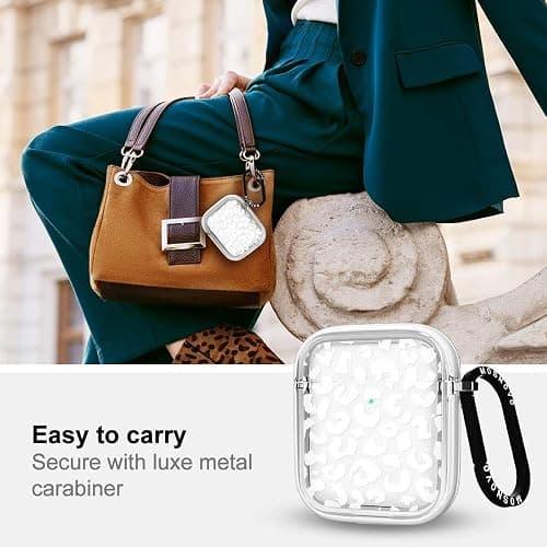 MOSNOVO AirPods Case, Stylish White Leopard Slim Case Cover with Shockproof Dual Layer Hard Bumper Protective Case for Apple AirPods 1 & 2 thumbnail 6