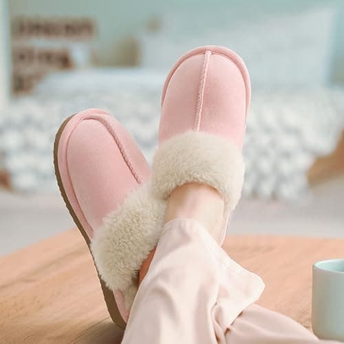 Litfun Women's Fuzzy Memory Foam Slippers Fluffy Winter House Shoes Indoor and Outdoor - 9-10 - Pink thumbnail 2