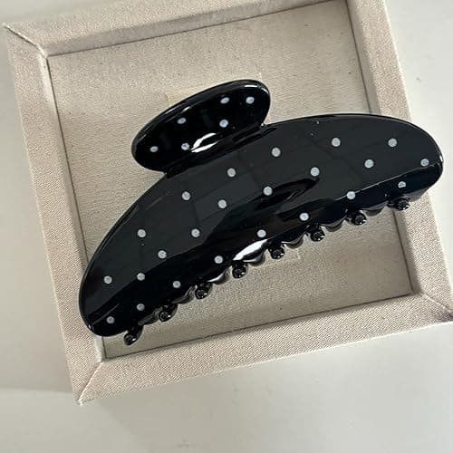 2PCS Large Shark Claw Clips French Sweet Wave Point Hair Clips Black White Hair Clips Back Of The Head Claw Clip Elegant Hair Accessories for Thick Thin Hair for Women's Commuting Daily School Stuff thumbnail 3