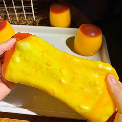 Crunchy Squishy Stress Ball Caramel Pudding Style | Slow Rising Sensory Squeeze Toy Crunchy Bead Filled ASMR Anxiety Relief Relax for Stress Relief Stretchy Desk Toy thumbnail 2