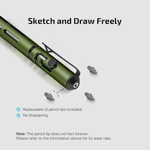 OLIGHT O'Pen Mini 2 Ballpoint Pen and Pencil in One, Replaceable EDC Refill and Pencil Tip, Smooth Writing, for Office, Working, Writing (OD Green) - OD Green - 1 Piece thumbnail 5