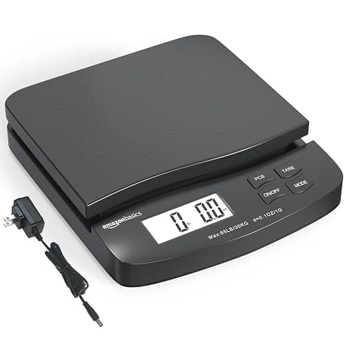 Amazon Basics Digital Postal Scale, AC Adapter, 65 lb Capacity, 0.1 oz Readability, Black - Image 1