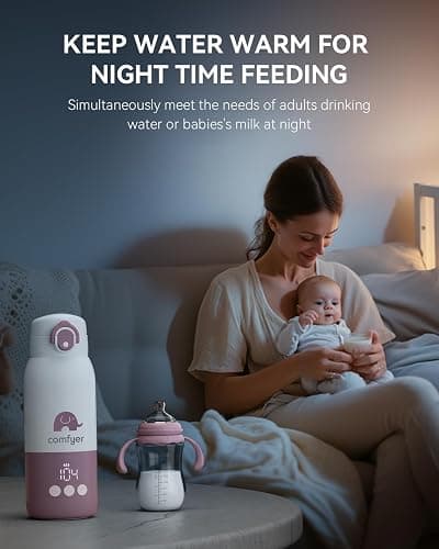 comfyer Portable Milk Warmer for Travel, Portable Bottle Warmer with Fast Heating & Long Battery Life, Instant Breast Milk, Formula or Water Warmer with 12 Ounces Big Capacity, Car, Airplane Journey thumbnail 4