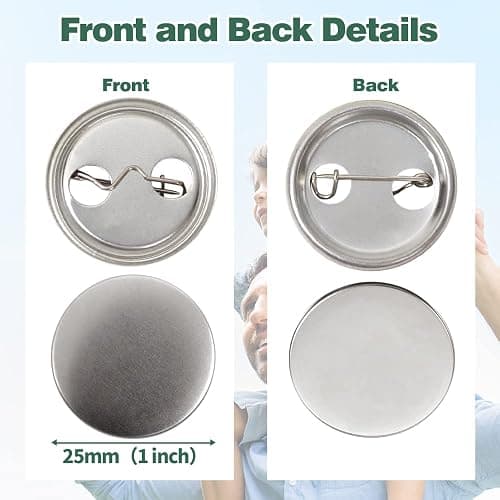 Mostme 300 Sets 1 inch Button Maker Supplies, 25mm Button Supplies Parts Badge Part, Buttons Making Supplies, Includes Metal Pin Back Cover, Metal Shells, Blank Paper&Clear Film thumbnail 3