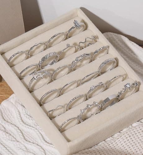 iF YOU 25 Pcs Gold Stackable Ring Set for Women, Chunky Knuckle Finger Midi Rings, Silver Simple Stacking Cute Rings Pack Trendy Stuff Jewelry Gift thumbnail 3