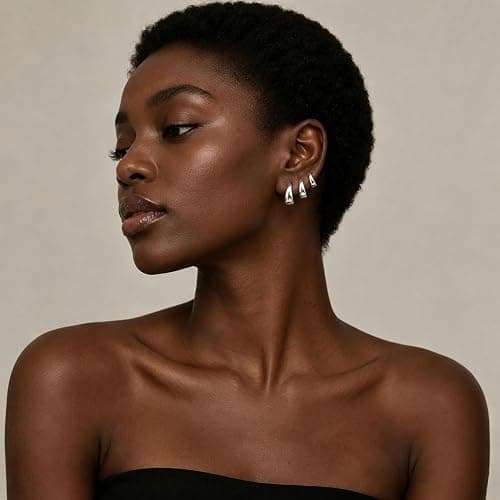 3 Pairs Gold Hoop Earrings Set for Women Trendy Chunky Small Huggie Jewelry | 14K Real Gold Plated Hypoallergenic Earrings for Sensitive Ears Non Tarnish, Stacks for Multiple Piercings Women Gifts thumbnail 3