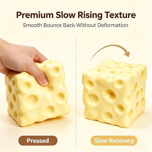 Crunchy Cheese Squishy Asmr Bead Filled, Slow Rising Squeeze | Squeeze Stress Cheese Squishies Slow Rising Squeeze Portable Rebound Calming Anxiety Relief Tool for Adults thumbnail 4
