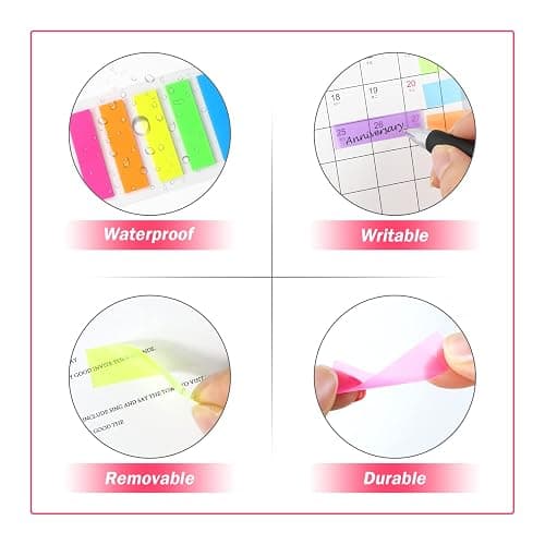 Qufiiry 1120 Pcs Sticky Tabs, Index Tabs, Book Tabs with 7 Color, Writable and Repositionable Page Markers Labels, File Tabs Flags for Reading Notes, Notebook, Books, Classify Files thumbnail 6