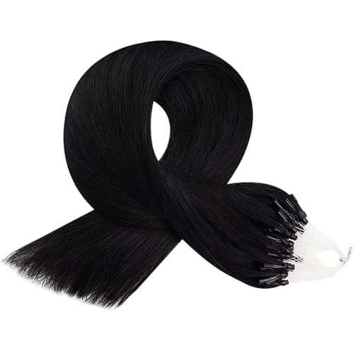 Full Shine Micro Loop Hair Extensions Human Hair 24 Inch 50 Grams Color 1 Jet Black Long Straight Remy Hair Micro Link Hair Extensions Human Hair add Length thumbnail 8