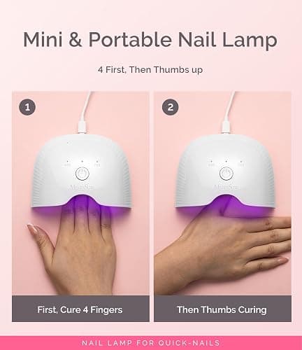 MelodySusie Small LED UV Nail Lamp with Lightweight Design, P-ART06F Nail Dryer with Simple Button Control Cures All Soft Gels at Home, Especially Half-Cured Gel, Base Coat & Top Coat White thumbnail 4