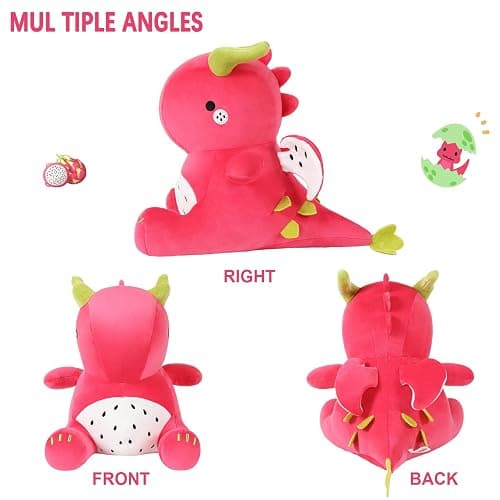 Ditucu Cute Dragon Fruit Dinosaur Plush Dino Stuffed Animal Plushies Toys Soft Dolls Birthday Gifts for Kids Girls Boys Red 10 inch thumbnail 5