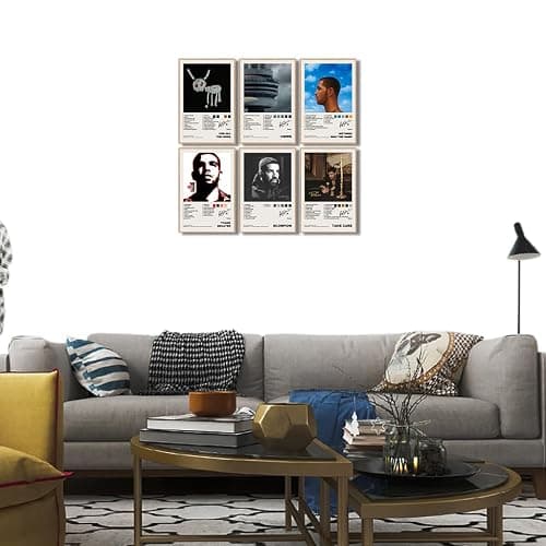 Drake poster 4 Music Album Cover Poster Printing Aesthetics Dormitory Decoration HD Pictures Living Room Bedroom Music Classroom Wall Art Decoration Gifts for Young People (Set of 6 , 8 inches x 12 inches, unframed) thumbnail 4