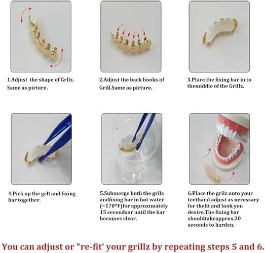 Huliyhus 18K Gold Plated Hip Hop Teeth Grillz Caps Open Face 2pcs Single Top and Bottom Grills for Your Teeth Grillz Set for Men Women - Rose Gold thumbnail 3