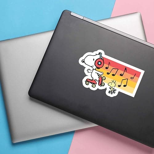 Peanuts Snoopy Skating with Music Adhesive Vinyl Decal - Playful Snoopy Sticker for Laptop, Car, or Water Bottle thumbnail 5