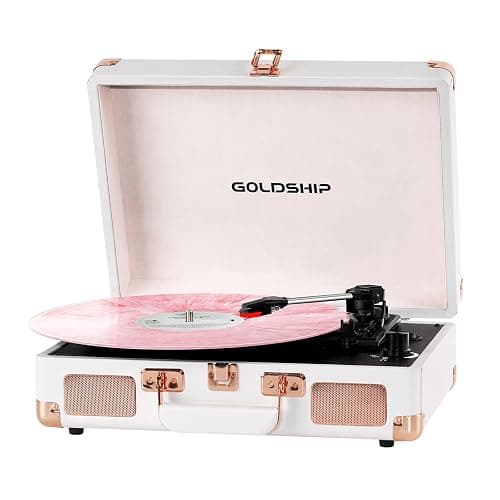 Record Player Portable 3-Speed Turntable Vintage Suitcase with Bluetooth, Rechargeable Battery, RCA Output, Aux Input & Headphone Jack - Image 1