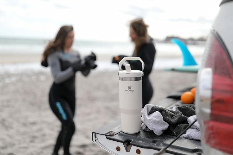 STANLEY IceFlow Stainless Steel Tumbler with Straw - Vacuum Insulated Water Bottle for Home, Office or Car - Reusable Cup with Straw Leak Resistant Flip - Cold for 12 Hours or Iced for 2 Days (Cream) - Cream - 30 Ounces thumbnail 2