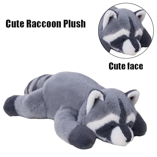 Labauxite Raccoon Plush, Raccoon Stuffed Animals, Cute Plush Toys Realistic Raccoons Body Pillow Hug Sleeping Fluffy Animal Toys for Kids, Bed Decor Plushie Doll Birthday Gift (17.7in) thumbnail 4