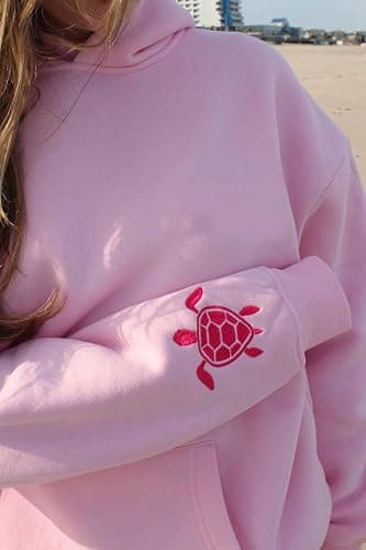 Oversized Graphic Hoodie for Teens Girl Y2K Ocean Floral Embroidered Preppy Hooded Sweatshirt Cute Aesthetic Sweater thumbnail 6