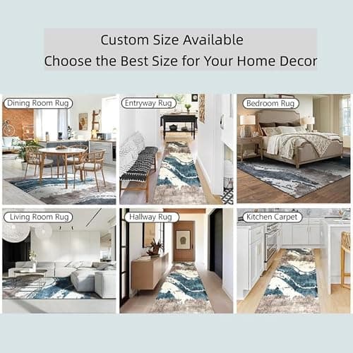 Cestavie Modern Abstract Area Rug Runner Rug 5x11 Feet Custom Size,Non-Shedding Washable Carpet for Bedroom Living Room Dining Room Hallway thumbnail 7