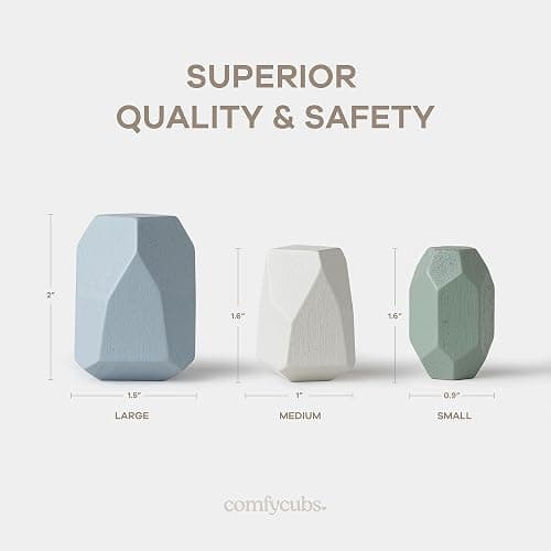 Comfy Cubs Stacking Rocks 36 Pieces, 36 Months+, Educational Toddler Stacking Blocks, Promotes Imagination, Balance & Fine Motor Skills - Wooden Rocks Sensory Toys Gift for Kid, Boy Pack thumbnail 3