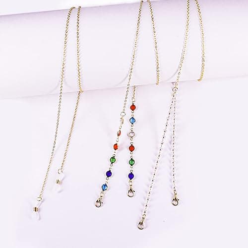 6PCS Spectacle Chain Glasses Chains Sunglasses Beaded Eyeglass Reading Bead Strap Beads Eye Eyewear for Women with Anti-Skid Ear Hooks, Multicolor, 37.5 cm/ 14.7 inches thumbnail 3