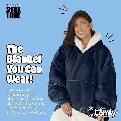 THE COMFY Original | Sherpa Lined Microfiber Fleece Wearable Blanket, Oversized Design with Hood and Pocket from Shark Tank thumbnail 3
