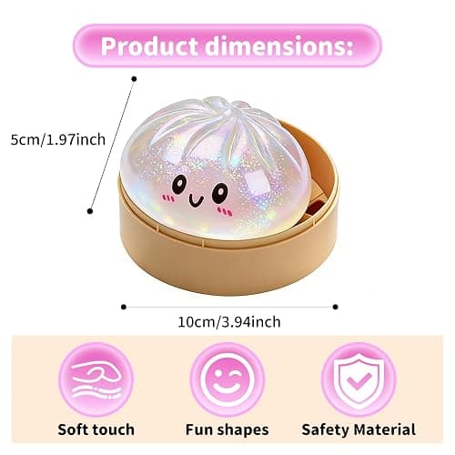 Glitter Dumpling, 2026 New Glitter Dumpling Squishy with Box, Dumplings Sensory Squeeze Toy for Stress Relief, Adult Soft Squeeze Decompression Dough for Anxiety Relief Fidget thumbnail 4