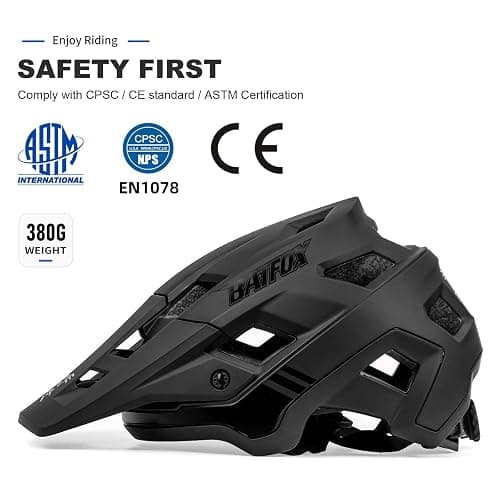 BATFOX Bike Helmet, Mountain Bike Helmet for Men Women Adults Youth | Lightweight MTB Helmet with Visor, Adjustable Bicycle Helmet for Trail, Road and Commuter, 54-63cm thumbnail 2