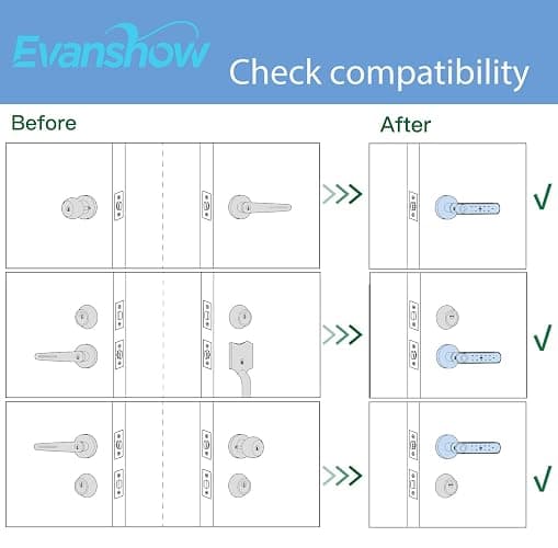 Evanshow Fingerprint Door Lock Biometric Door Knob with Keypad Keyless Entry, 5-in-1 Door Locks for Bedrooms(Fingerprint/App/Code/Key/IC Card), Home Hotel Office Apartment thumbnail 8