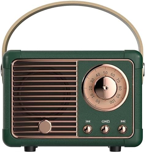 Baolira Retro Bluetooth Speaker, Portable Wireless Speaker with Crystal Clear Stereo Sound, Retro Decor for Bedroom Office Kitchen, Birthday Gifts Ideas for Women Men Teens (Green) - Image 1