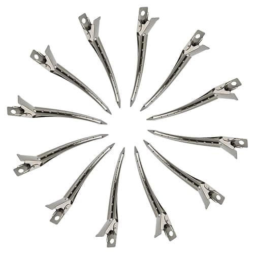 24 Packs Duck Bill Clips, Bantoye 3.5 Inches Rustproof Metal Alligator Curl Clips with Holes for Hair Styling, Hair Coloring, Silver thumbnail 3